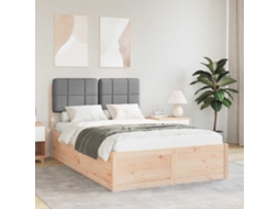 Vidaxl Estrutura De Cama Com Cabeceira Estofada Cinzento-claro