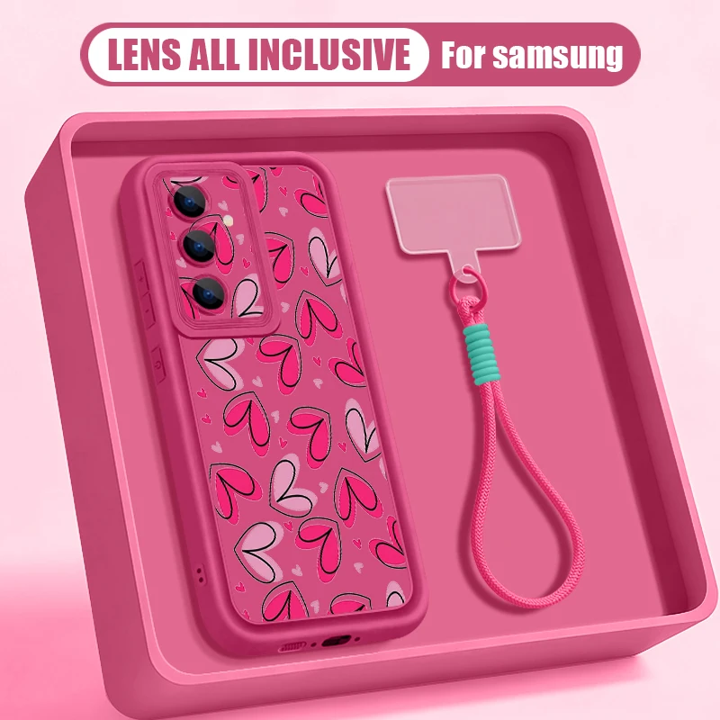 Capa Para Celular Samsung Galaxy S26 Ultra Com Cordão E Estampa De Coração (rosa Claro)