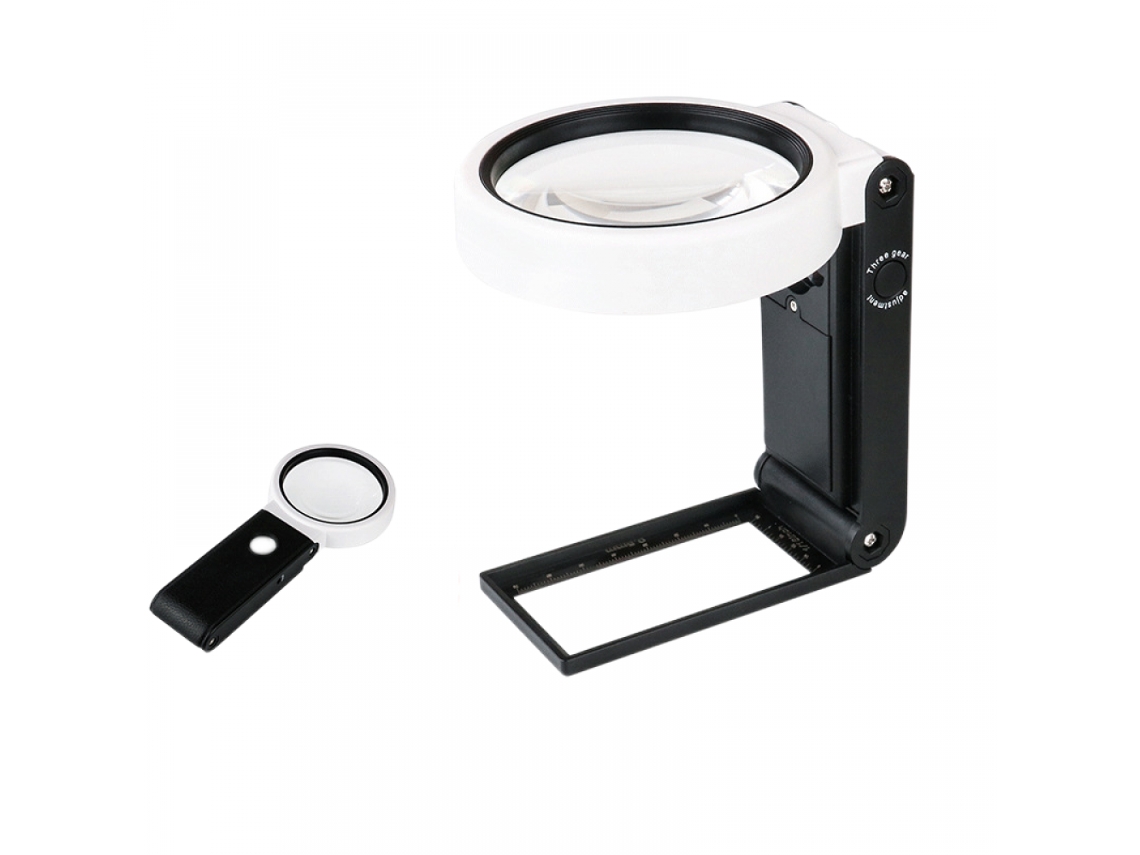 Lupa de Mão com Luz e Suporte BRILVIBERA