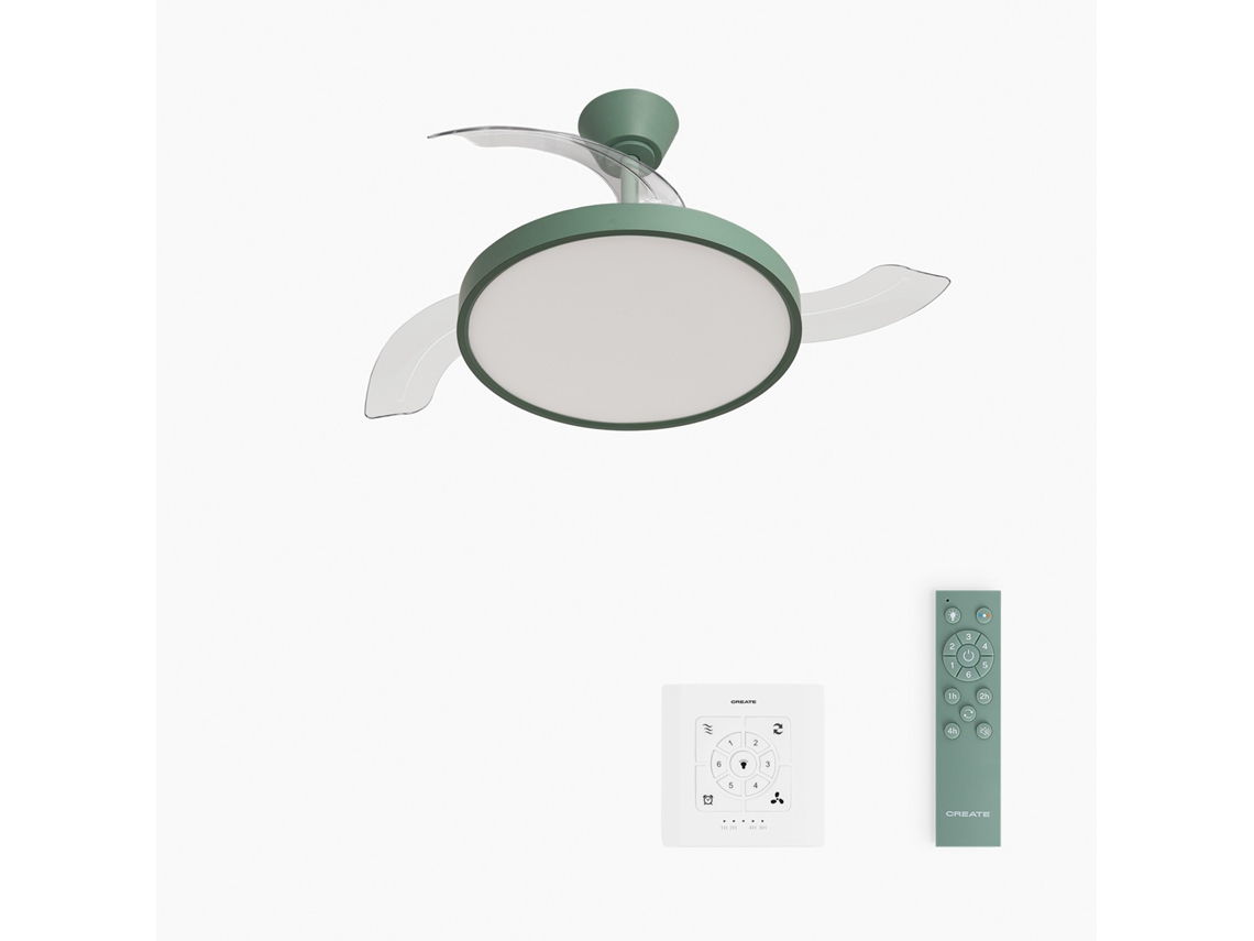 Create - Wind Clear Studio - Ventoinha De Teto 40w Silenciosa Com Pás Retráteis E Luz Led, Vários Tamanhos