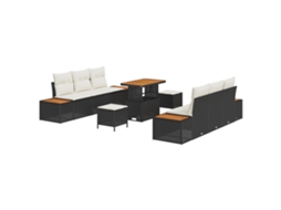 Sofá De Jardim Vidaxl Preto Vime Pe (90 X 55 X 71 Cm)