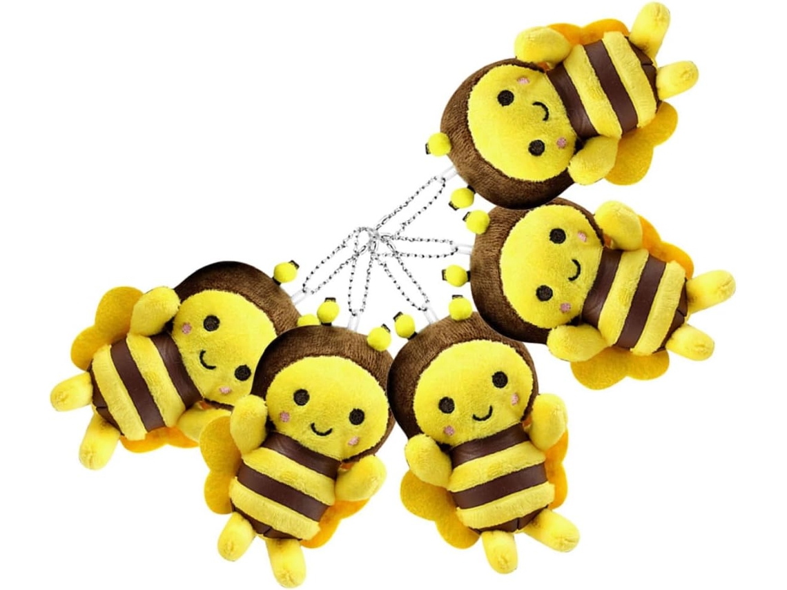 Conjunto De 6 Chaveiros Abelha Pelúcia, Adoráveis Para Mochilas,