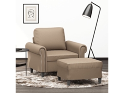 Vidaxl Poltrona Com Apoio De Pés 60 Cm Couro Artificial Cappuccino