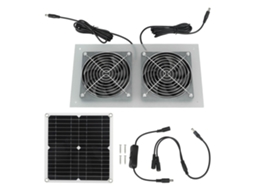 Ventilador Duplo Primerox, alimentado por painel solar 15W, IP65, para galpões, estufas, casas de animais S/MARCA