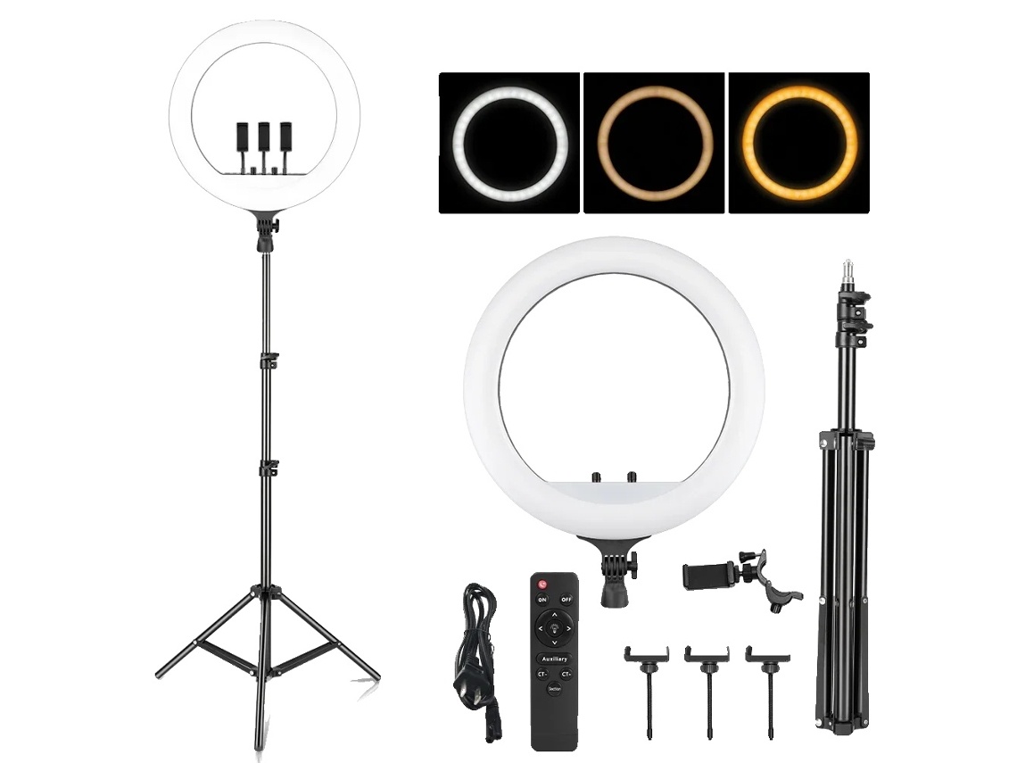 Ring Light Led De 18 Polegadas, 55w De Potência, 4000 Lúmens De Brilho, Luz De Tripé De 150cm