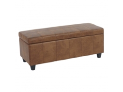 Banco Cofre de Armazenamento Polipele Castanha Envelhecida 112X45X45Cm Ban04005 MOBIKASA