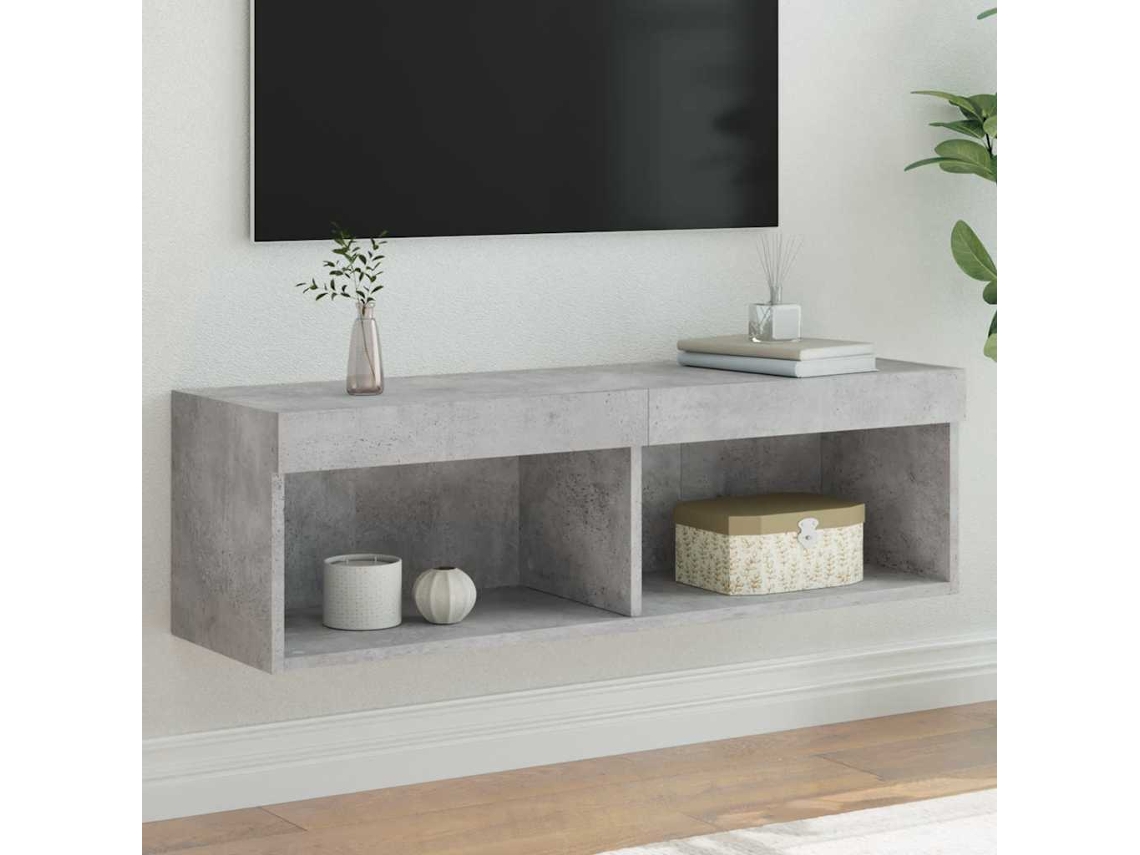 Vidaxl Móvel De Tv Com Luzes Led 100x30x30 Cm Cinzento Cimento