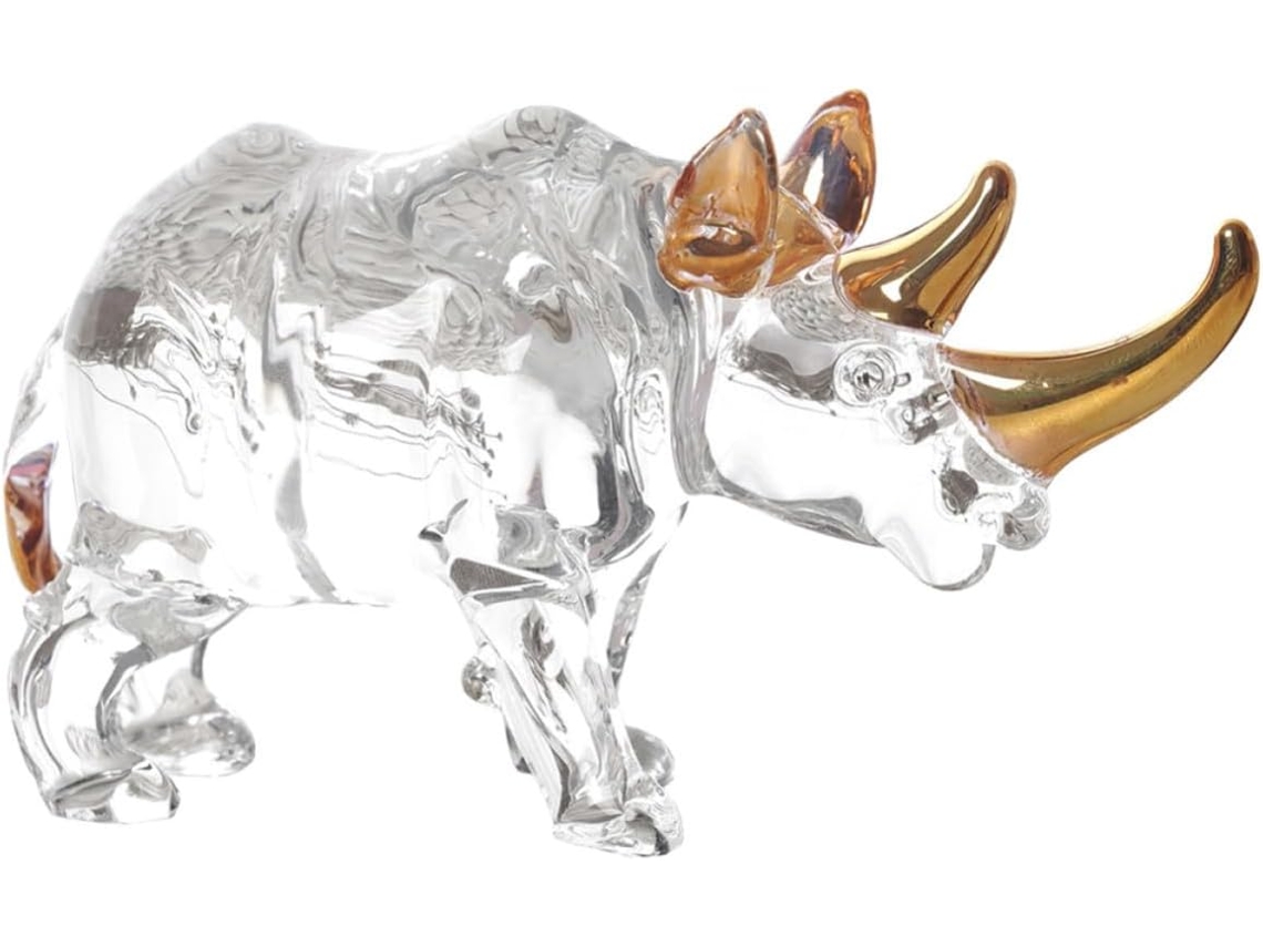 Estatueta Rinoceronte Cristal Decorativa Compacta Decoração Escultura Elegante Artística Escritório Residência GOKOCO
