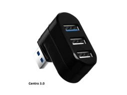 Hub USB 3.0 3 em 1 com 3 Portas e Leitor de Cartões AQUAFORGE (preto)