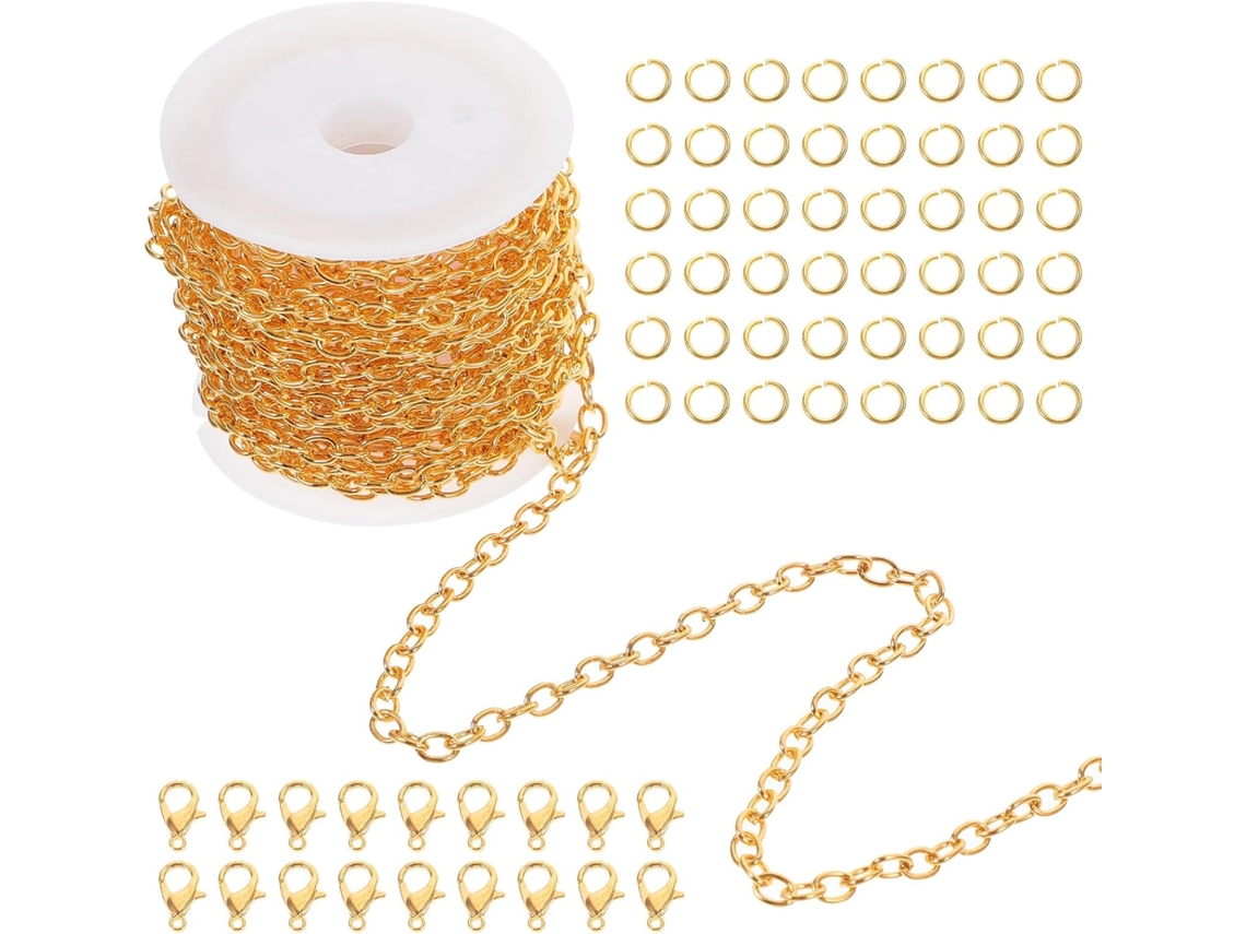 Corrente De Ferro Dourada Com Cruz Para Pulseiras E Acessórios.