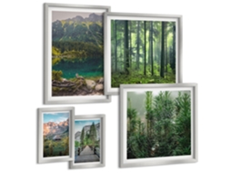 Quadros Decorativos Para Parede Padrões De Plantas Em Bege E Marrom Moldura Prateada Quadros Para O Escritório Espelharte (conjunto De 5 Imagens)