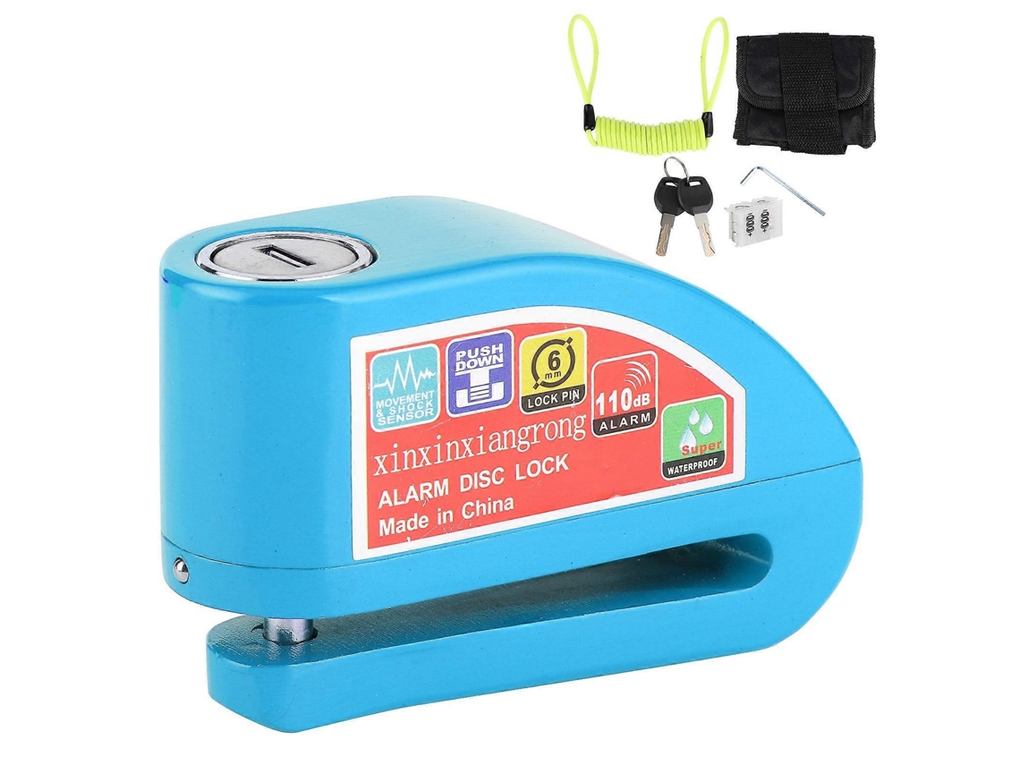 Conjunto De Trava De Freio A Disco à Prova Dágua Com Alarme Antifurto De 110db Para Motocicleta E Bicicleta Aquaforge (azul)