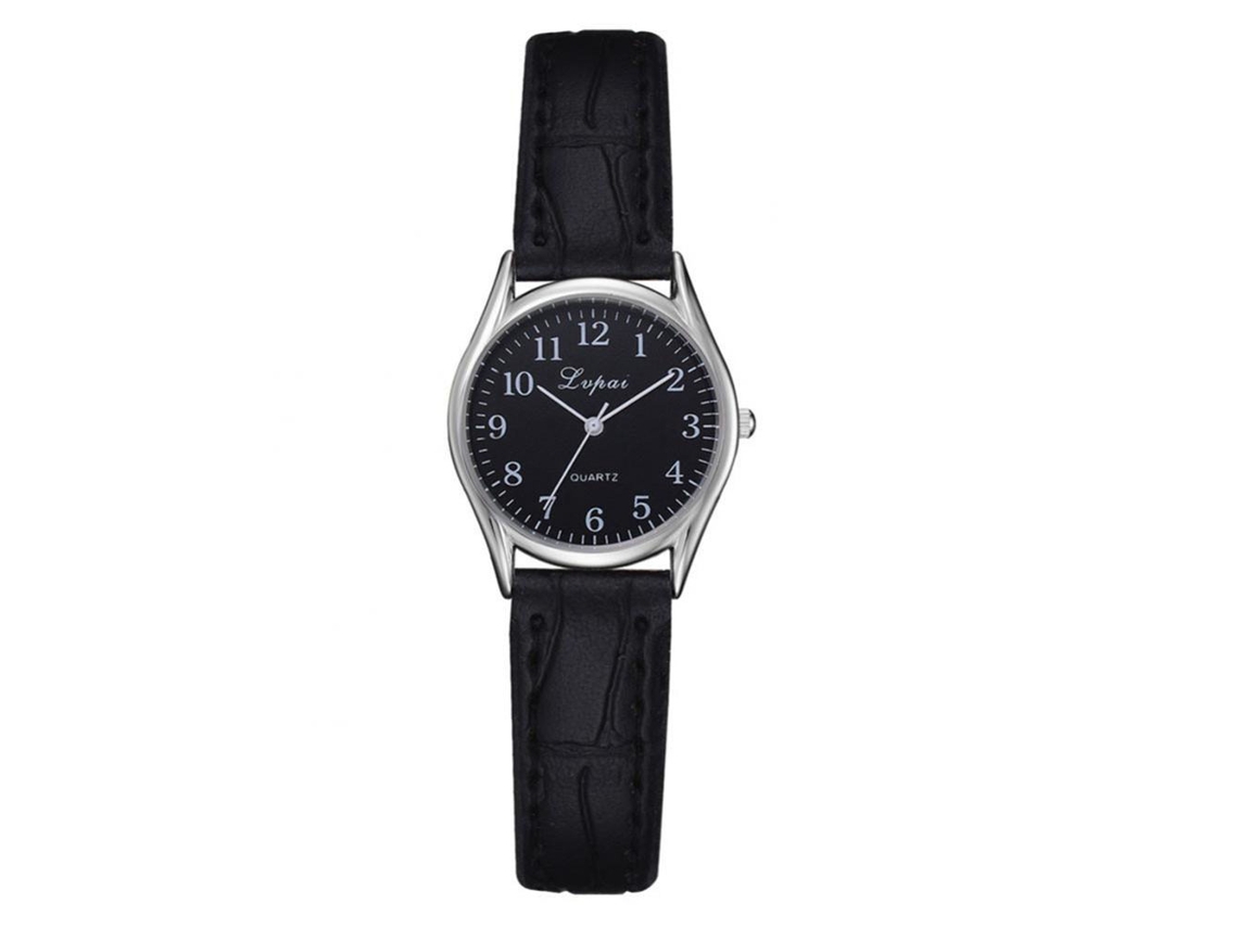 Reloj De Pareja De Aleación Moda Correa Pu Dial Redondo Analógico De Cuarzo