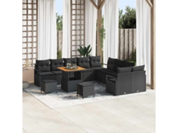 Vidaxl Conjunto De Sofá De Jardim Com Almofada 13 Pcs Preto