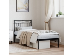 Vidaxl Estrutura De Cama Com Cabeceira 80x200 Cm Metal Preto
