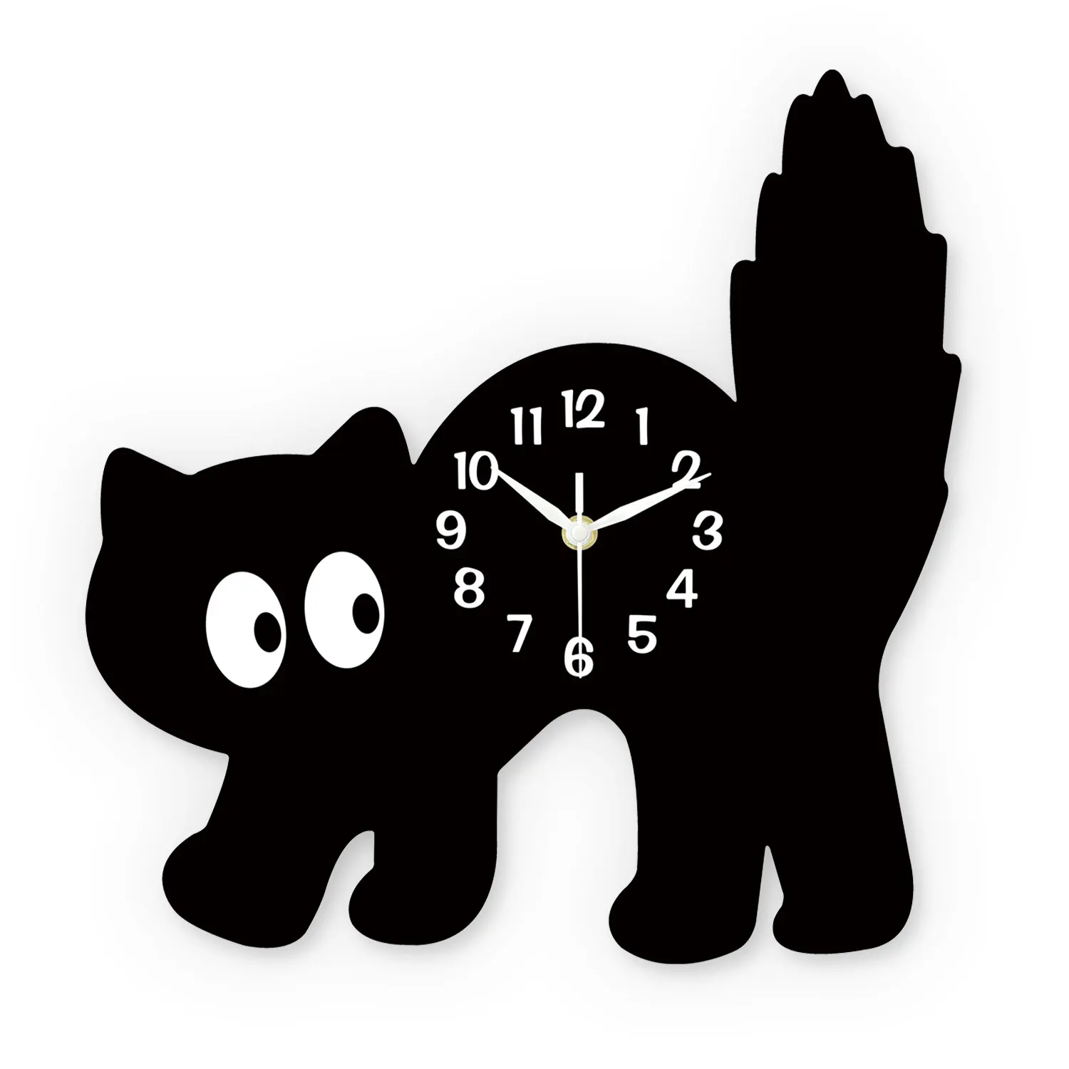 Relógio De Parede De Madeira E Cerâmica Com Gatinho Preto (35,5 Cm), Silencioso, De Quartzo.