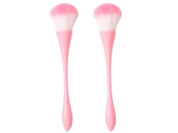 2pcs Pincéis de Maquilhagem Suaves Grandes, Pincel Kabuki de Pó Mineral, Rosa