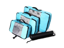 Organize sua Bagagem com 3 Bolsas BRILVIBERA em Tamanhos Diferentes na Cor Turquesa