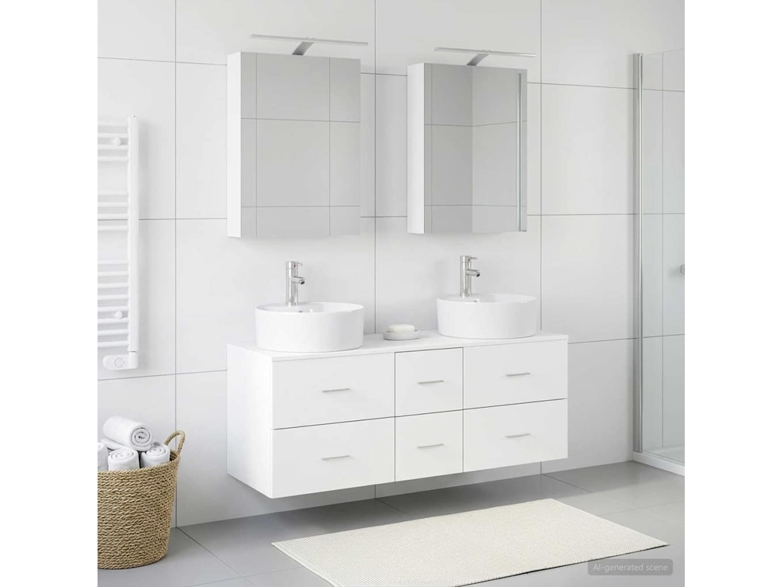 Vidaxl Conjunto De Móveis Para Banheiro 5 Unid. Branco