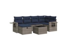 Conjunto de 7 Sofás para Jardim com Almofadões Vime Pe Cinzento MAISON EXCLUSIVE (7 pcs)