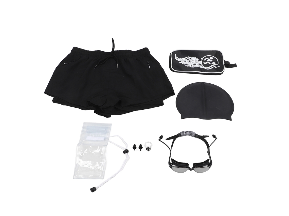 Kit De Short De Natação Para Homem Com Chapéu Óculos Bolsa À Prova D'água E Tapas De Ouvido Xxl