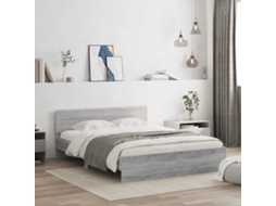 Vidaxl Estrutura De Cama Com Cabeceira 150x200 Cm Cinzento Sonoma