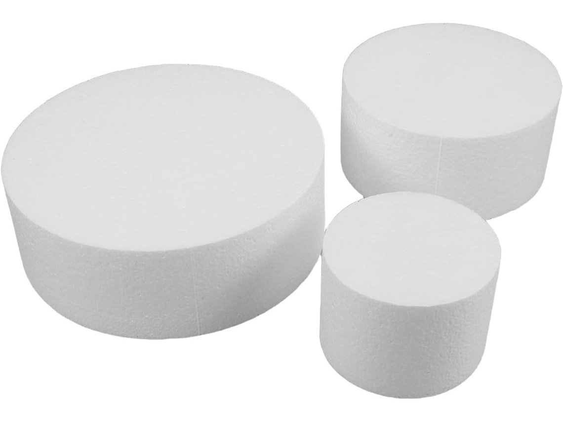 Conjunto de 3 moldes redondos de espuma para boliche de mentira.