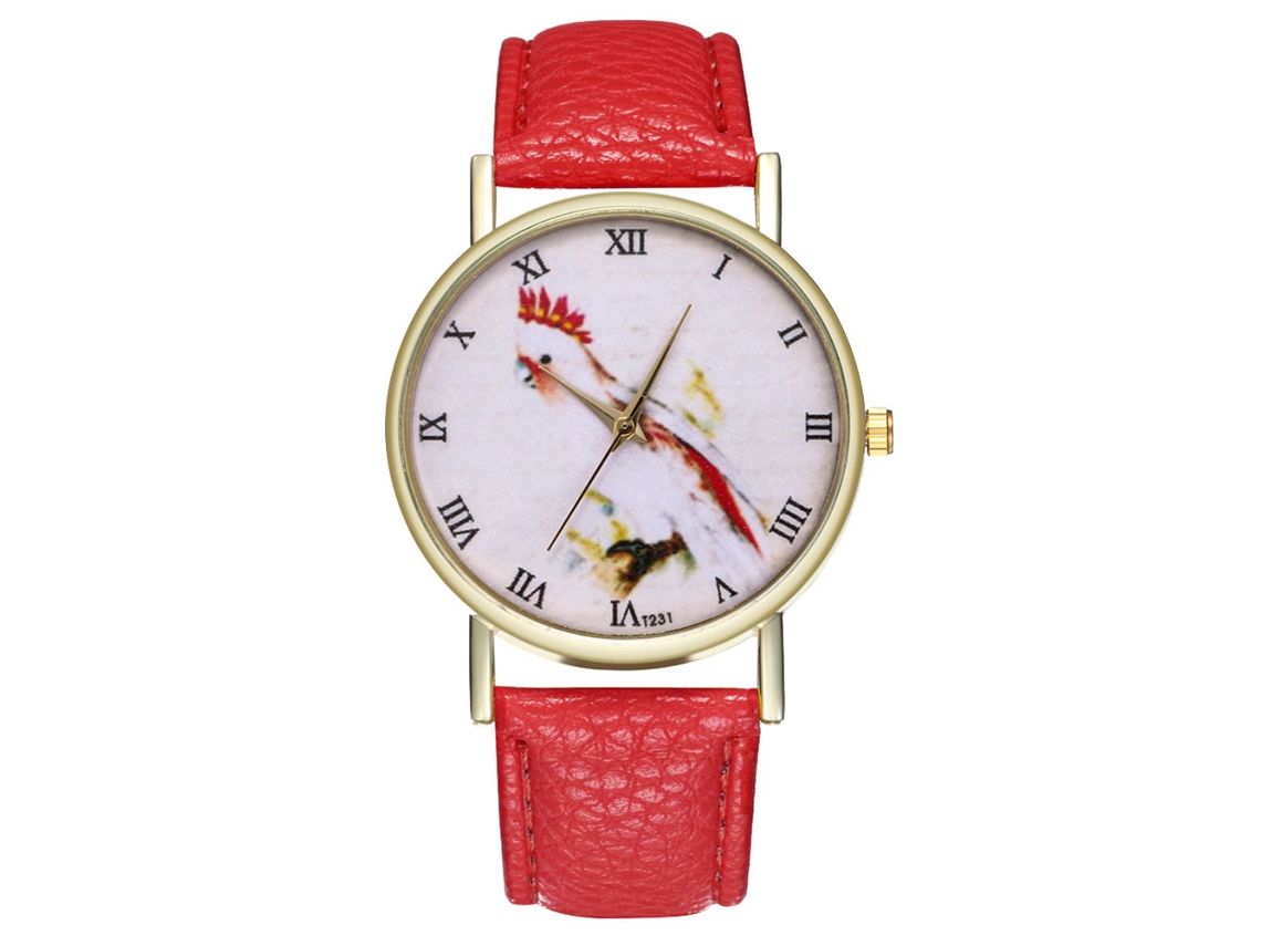 Relógio Analógico de Pulso Masculino Estilo Casual Quartzo Pulseira Pu (vermelho)
