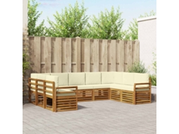Vidaxl Conjunto De Sofás Para Exterior 9 Unid. Natural E Creme