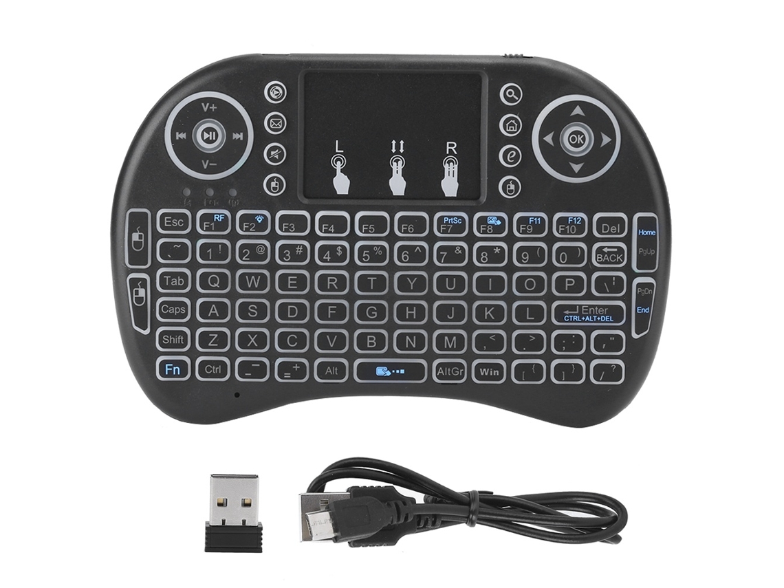 Lurelia Mini Teclado 92 Teclas, 2,4 Ghz, Bluetooth, Usb, Sem Fio, Rgb, Cor Preto / Verde Para Smart Tv, Pc, Laptop, Windows