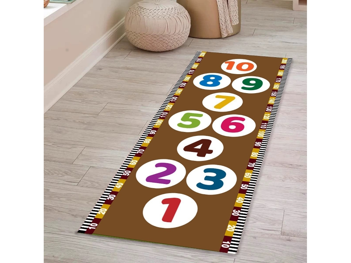 Tapete de salto infantil Chrui Amarelinha, 120 cm, lavável e antiderrapante - 40 x 120 cm - Marrom