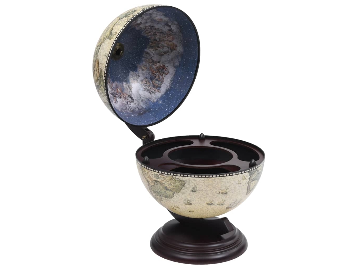 Vidaxl Garrafeira De Mesa Em Forma De Globo Madeira De Eucalipto Verde