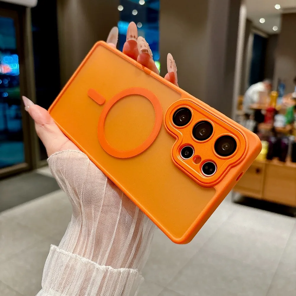 Capa Para Celular Samsung À Prova De Choque Com Magsafe Na Parte Traseira (laranja, Galaxy A56).