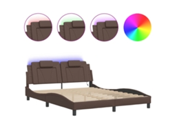 Bed Frame, Bed Frames Vidaxl Marrom Couro Artificial (160 X 200 Cm)