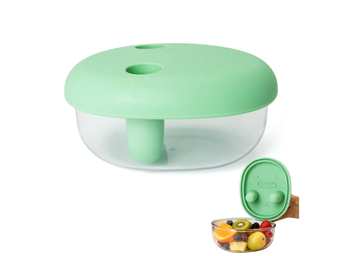 Caixa de Lanche em Silicone Verde . À Prova de Vazamento, Reutilizável, Portátil e Anti poeira. Casa, Escola, Piquenique e Escritório. (1 Unid.)