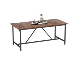 Mesa De Rústico Jantar Retangular Para 6-8 Pessoas, Estilo Industrial, Com Pernas Metal 180x80x75,5 Cm, Marrom