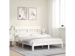 Cama Sem Colchão 160x200 Cm Madeira De Pinho Maciça Branco
