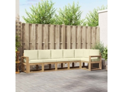 Vidaxl Conjunto De Sofás Para Exterior 6 Pcs Branco E Creme Poliéster