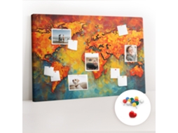 Lousa De Cortiça Mapa-múndi Decorativo Para O Escritório Espelharte (120x80 Cm)