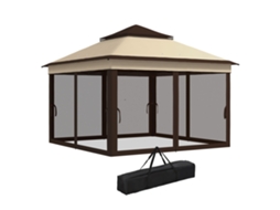 Tenda Dobrável 3,26x3,26x2,72m, altura Ajustável, 4 Painéis de Malha, UV30+