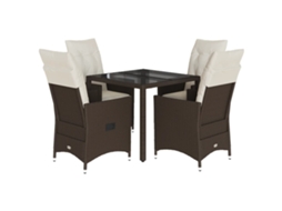 Maison Exclusive - 5 Pcs Conjunto Jantar P/ Jardim C/ Almofadões Vime Pe Castanho
