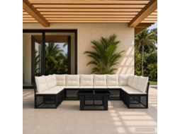Vidaxl Conjunto De Sofá De Jardim 11 Unid. Preto Vime Pe