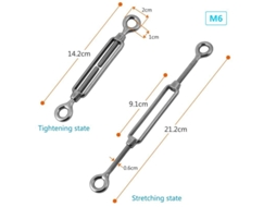 10 Peças De Tensor De Cabo Com Gancho E Olho - Aço Inoxidável 304, Tensor M6