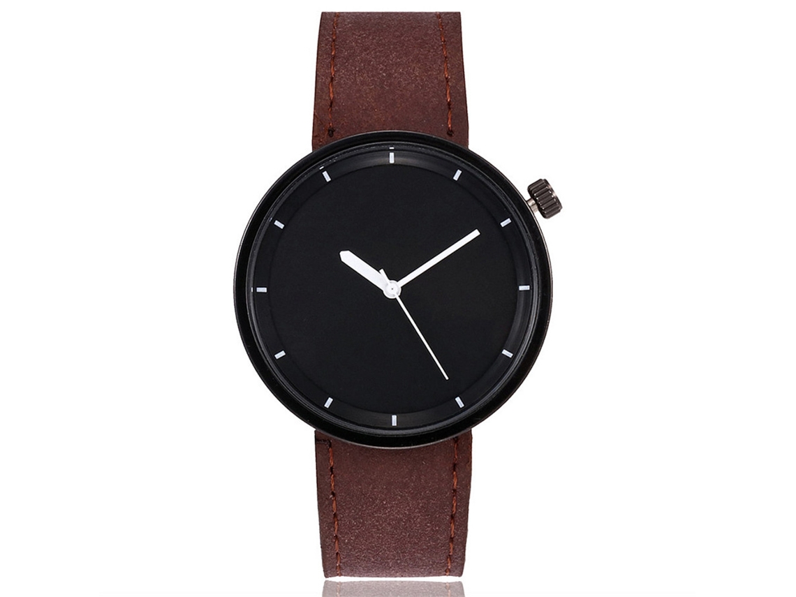 Reloj De Pareja Unisex Vansvar Dial Grande Correa Pu Acero Cuarzo Café Oscuro