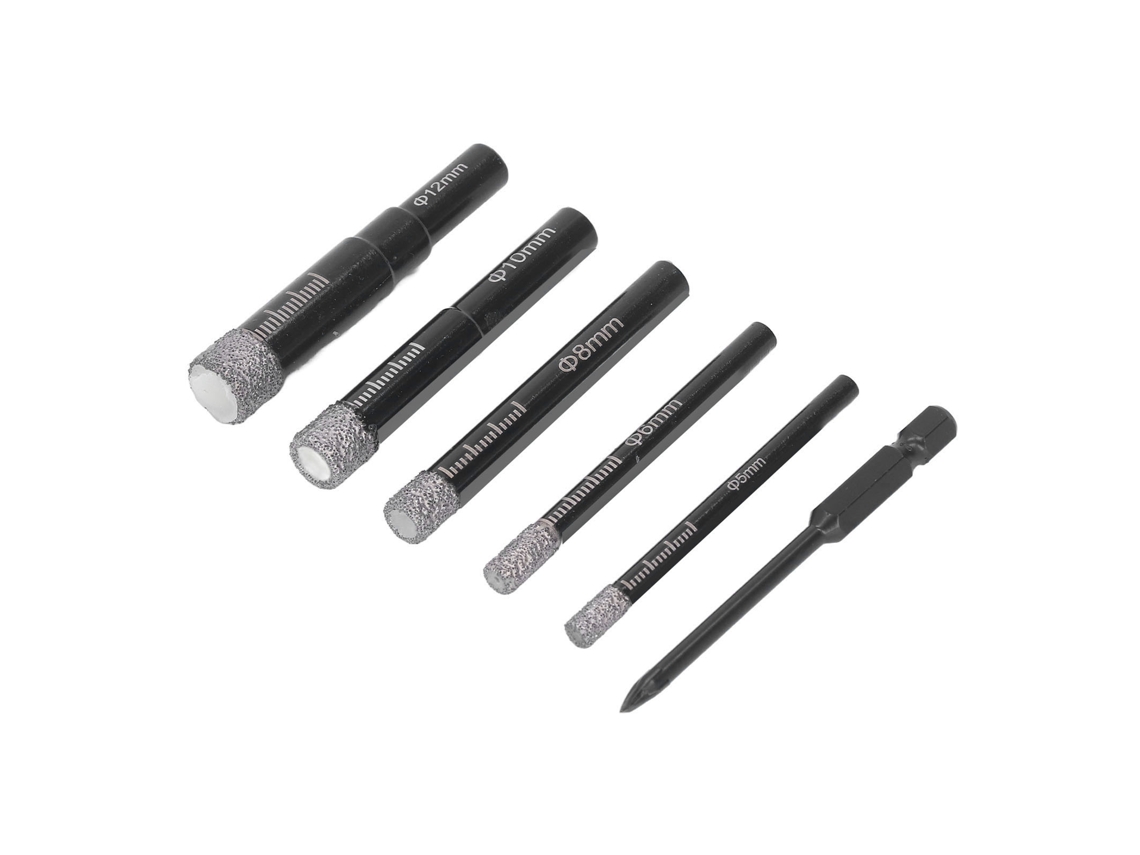 6 Peças De Serra Broca Diamante Com Cabo Redondo Universal Para Perfurar Azulejos E Vidro