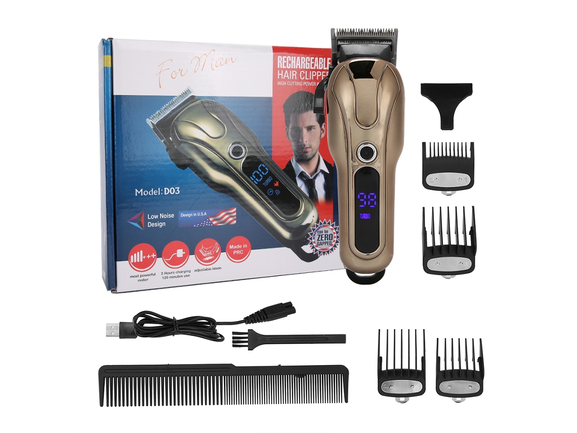 Cortador De Cabelo Elétrico Profissional Usb Recarregável Com Display Lcd E Lâmina Ajustável Para Salão