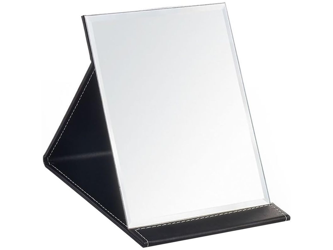 Espejo De Maquillaje Plegable De Cuero Pu Portátil Con Soporte Ajustable Para Uso Personal Y Viajes