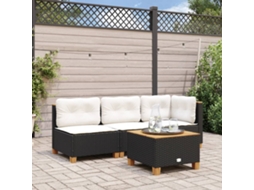 Sofá De Jardim 3 Lugares Com Almofadas Vime Pe Preto Dkd Home Decor