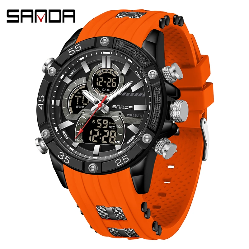 Relógio Masculino Led Esportivo MDUG (laranja)