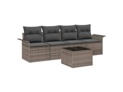 Maison Exclusive - Conjunto De Sofá De Jardim Com Travesseiro 5 Pcs Cinzeto Vime Pe